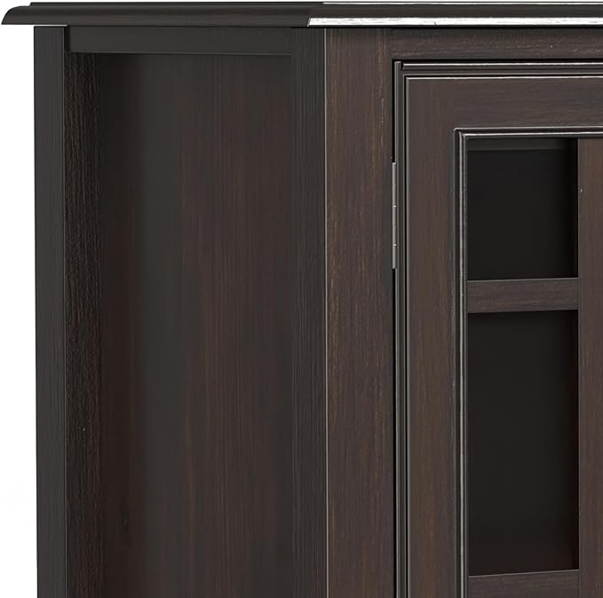 SIMPLIHOME Connaught SOLID WOOD 60 inch Wide Traditional Wide Storage Cabinet Buffet in Chestnut Brown for the Living Room, Entryway and Family Room