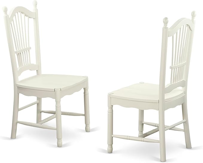 East West Furniture DOVE7-LWH-W 7 Piece Dining Table Set Consist of a Rectangle Dining Room Table with Butterfly Leaf and 6 Wooden Seat Chairs, 42x78 Inch, Linen White