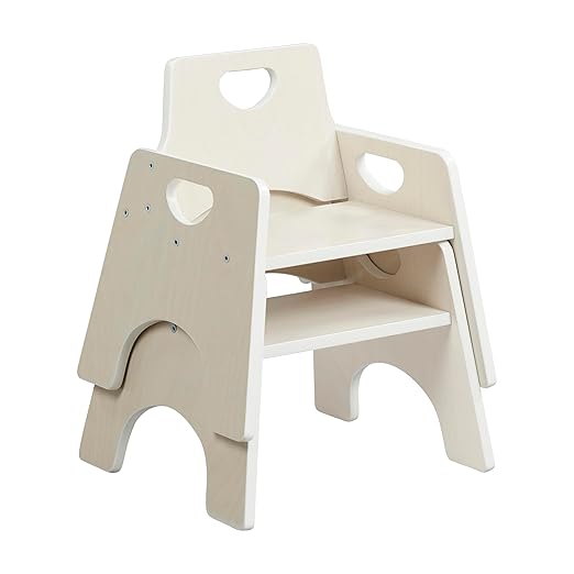 ECR4Kids Stackable Wooden Toddler Chair, 8in, Kids Furniture, White Wash, 2-Pack