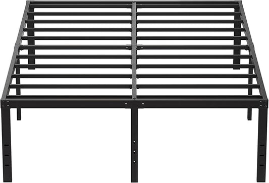 EMODA 20 Inch Tall Full Size Bed Frame with Large Storage Space, Easy Assembly Heavy Duty Metal Platform No Box Spring Needed, Noise Free, Black
