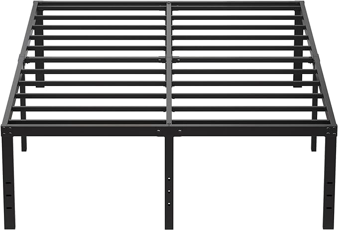 EMODA 20 Inch Queen Bed Frame No Box Spring Needed Heavy Duty Metal Tall Platform Bed Frame Queen Size with Large Storage Space, Easy Assembly, Black