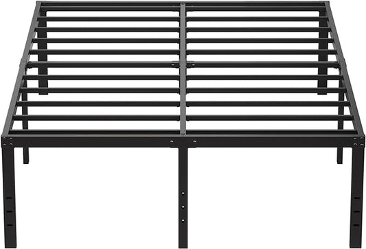 EMODA 20 Inch Queen Bed Frame No Box Spring Needed Heavy Duty Metal Tall Platform Bed Frame Queen Size with Large Storage Space, Easy Assembly, Black
