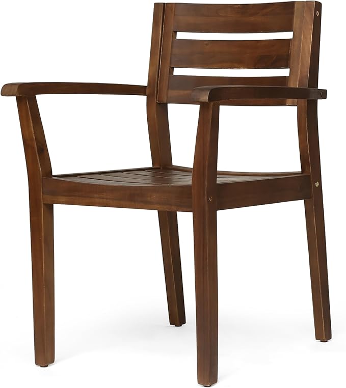 Merax Acacia Wood Dining Chairs Set of 2,Stamford Outdoor Acacia Wood Dining Chairs for Kitchen, Living Room,Outdoor,Dark Brown