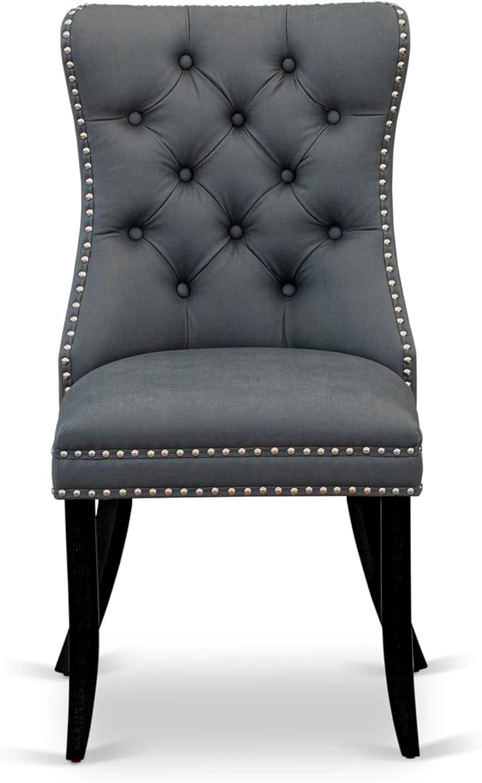 East West Furniture LGDA9-BLK-13 9 Piece Dining Set Includes a Rectangle Kitchen Table with Butterfly Leaf and 8 Polyester Fabric Upholstered Chairs, 42x84 Inch, Black