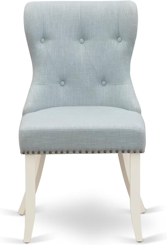 East West Furniture V027SI215-5 5 Piece Dining Table Set for 4 Includes a Rectangle Kitchen Table with V-Legs and 4 Baby Blue Linen Fabric Upholstered Chairs, 40x72 Inch, Multi-Color