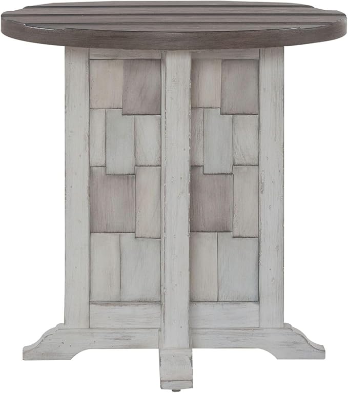 Liberty Furniture River Place Living Room Round Chairside Table - Riverstone White & Tobacco