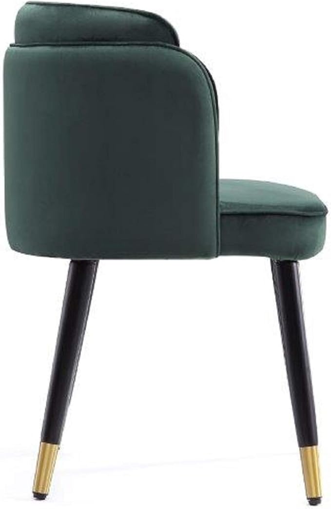 Manhattan Comfort Zephyr Modern Velvet Dining Chair, Solid Wood Frame with Gold-Tipped Splayed Legs, High Density Foam Padding, Vintage Design, Tulip Inspired Accent Furniture, Hunter Green