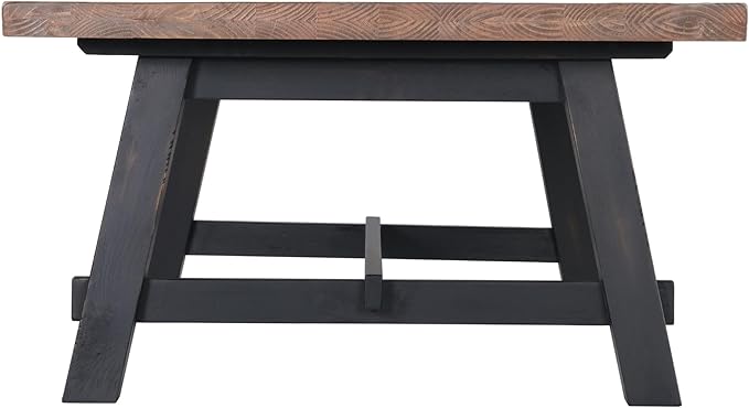 Alaterre Furniture Adam 48-Inch Solid Wood Coffee Table - Easy Assembly Rustic Industrial Design Accent Table with Natural Wood Grain for Living Room