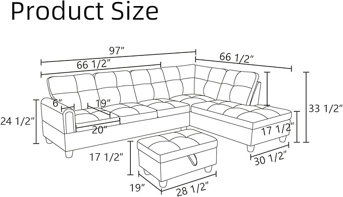 Convertible Leather Sectional Couch, Modern L Shaped Couch with Storage, Large Modular 5-Seat Sectional Sofa with Ottomans for Living Room and Office, Dark Blue-Violet