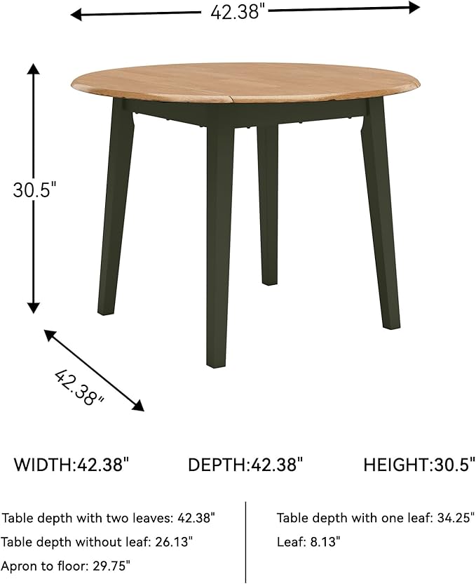 Signature Design by Ashley Gesthaven Modern Dining Drop Leaf Table with 4 Legs, Light Brown & Green