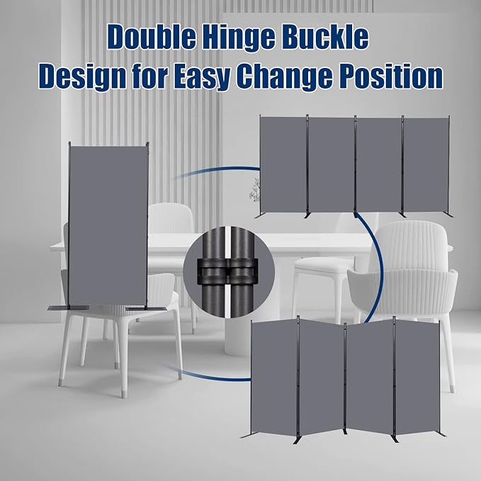 Room Divider 6FT Portable Room Dividers and Folding Privacy Screens, 136'' W Fabric Divider for Room Separation, 4 Panel Partition Room Dividers Freestanding Wall Divider Screen for Dorm Studio Office