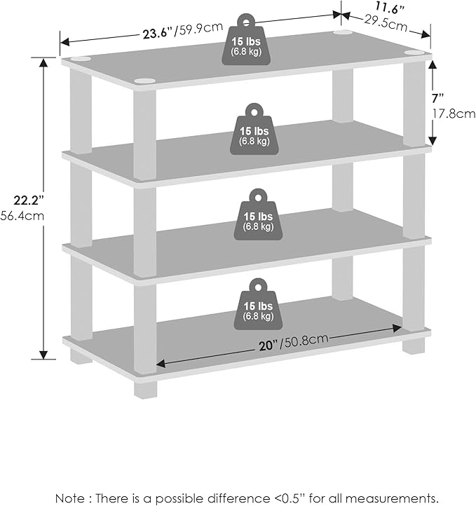 Furinno Turn-S-Tube 4-Tier Multipurpose Standing Shelves, Espresso/Black, Set of 2