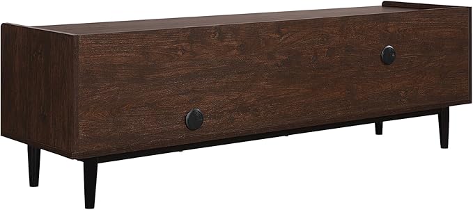Manhattan Comfort Duane Modern Ribbed 55 Inch TV Stand with 1 Drawer, 2 Shelves, Sliding Door, and Wire Management, Mid-Century Style Entertainment Center and Media Console for Living Room, Black