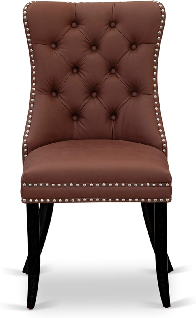 East West Furniture LGDA9-BLK-26 9 Piece Kitchen Set Consists of a Rectangle Dining Table with Butterfly Leaf and 8 Polyester Fabric Upholstered Chairs, 42x84 Inch, Black