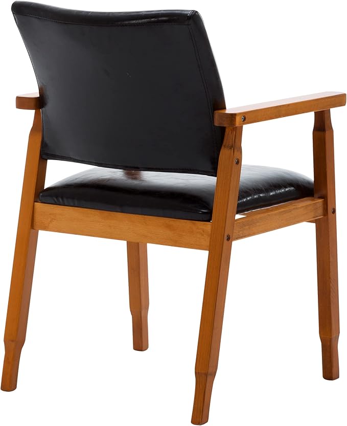 NOBPEINT Mid-Century Dining Side Chair with Faux Leather Seat in Black, Arm Chair in Walnut