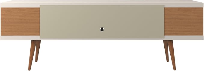 Manhattan Comfort Utopia 70.47" Freestanding Entertainment Center for Living Room, Mid Century Modern TV Stand with Shelves, Storage and Media Holes, Fits 65" Screens, Maple Cream