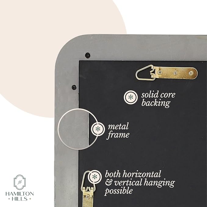 Hamilton Hills 22x30 inch Metal Bronze Frame Mirror for Bathroom | Brushed Rectangular Rounded Corner Vanity | 2" Deep Set Design Large Wall Mirrors Decorative | Hangs Horizontal and Vertical