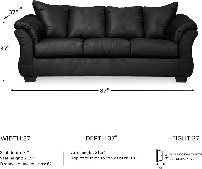 Signature Design by Ashley Darcy Classic Contemporary Sofa, Black