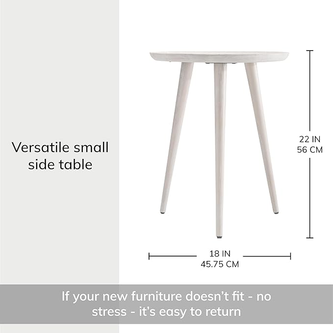 MH London Side Table - Tezgah End Table. Exclusively Designed Hand-Crafted Small Nightstand. Solid Wood Round End Table. Contemporary Accent Table for Bedrooms, Living Rooms and Home Office