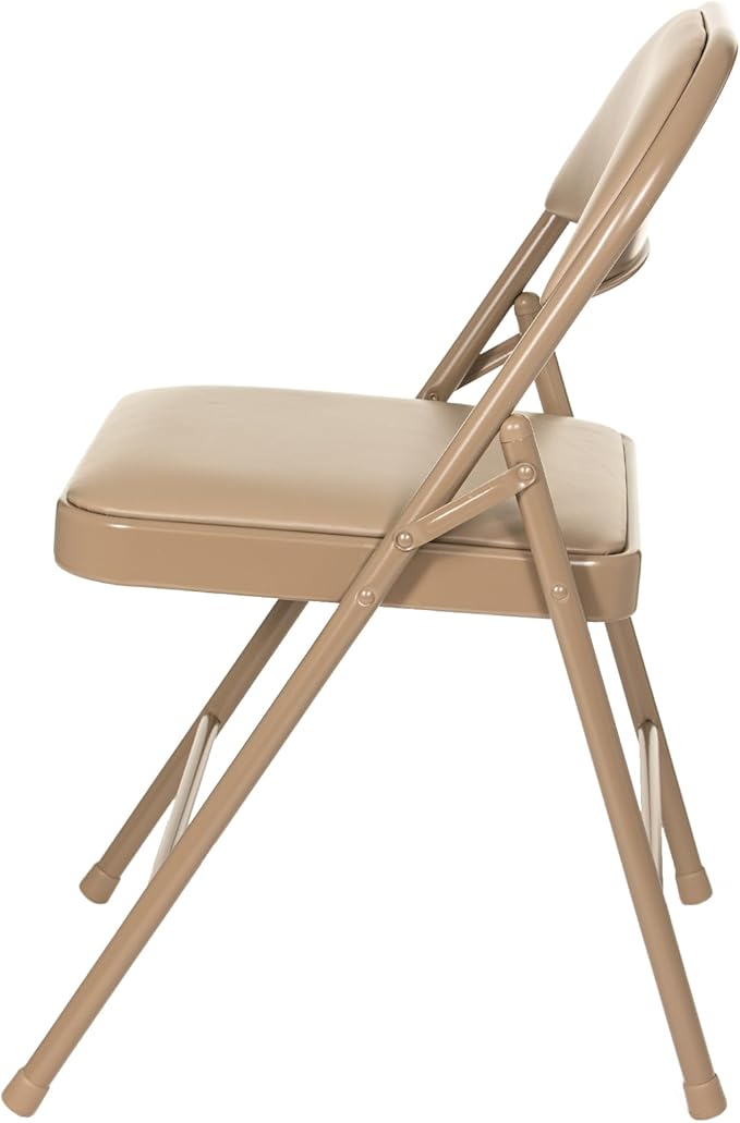 OEF Furnishings OEF950 Series Vinyl Padded Steel Folding Chairs (4-Pack, Beige)