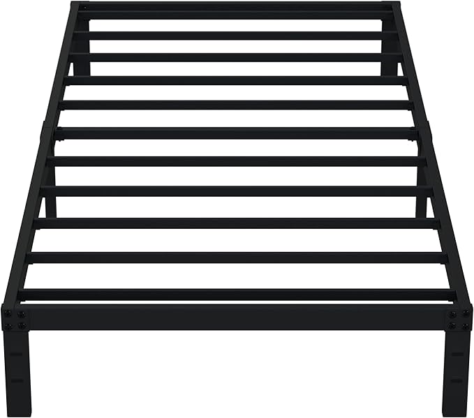 EMODA 10 Inch Twin Bed Frames No Box Spring Needed, Heavy Duty Metal Twin Platform Bed Frame, Noise Free, Easy Assembly, Black
