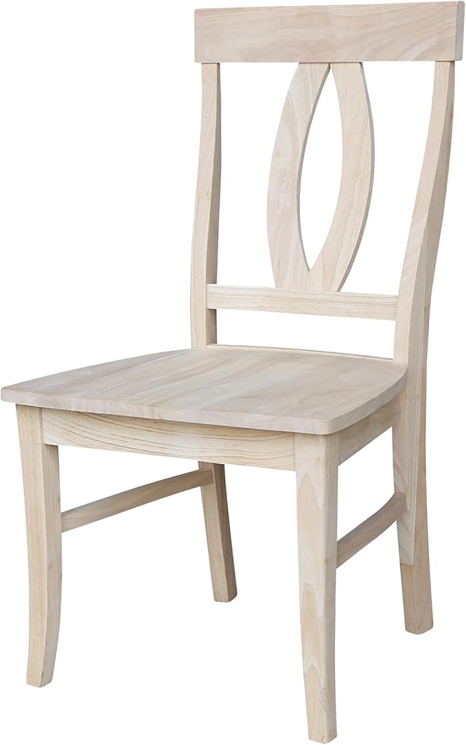 IC INTERNATIONAL CONCEPTS Set of Two Verona Dining Chairs 225lbs wt Capacity, Solid Real Wood, Sturdy Parawood, 21.3"W x 22.6"D x 39.6"H, Unfinished