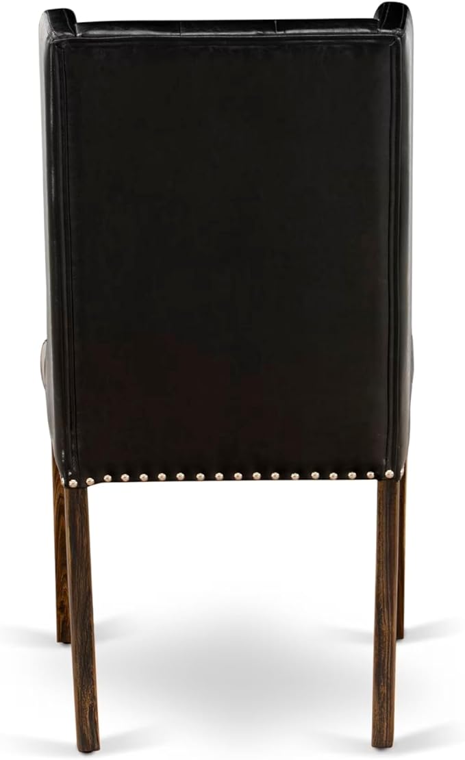 East West Furniture V797FO749-9 9 Piece Dining Room Set Includes a Rectangle Kitchen Table with V-Legs and 8 Black Faux Leather Upholstered Parson Chairs, 40x72 Inch, Multi-Color