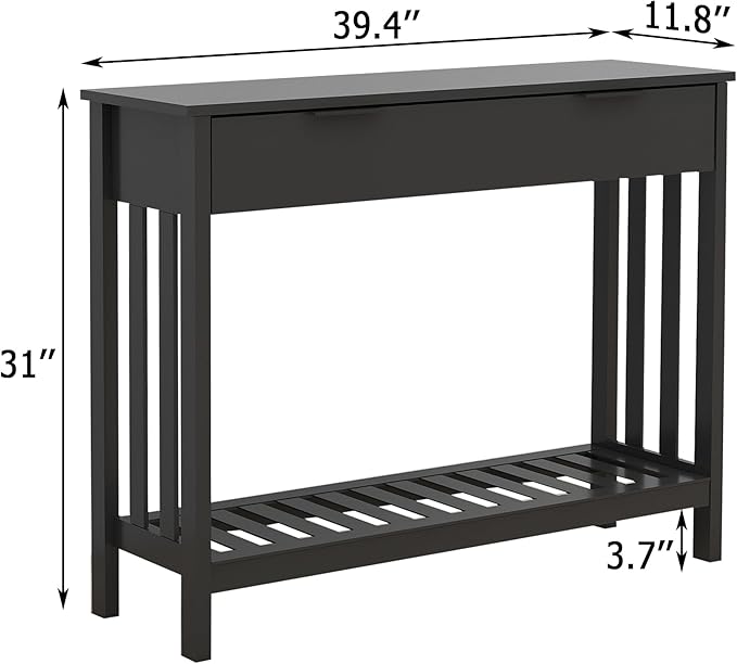TaoHFE Black Entryway Table with Drawer Modern Wood Narrow Console Table with Storage Hallway Table Sofa Tables for Living Room,Entrance Tables for Front Door Corridor, Office, Black