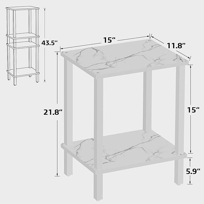 TUTOTAK End Table, Side Table, Nightstand, 2-Tier Storage Shelf, Sofa Side Table for Small Space, Living Room, Bed Room TB01BMW034