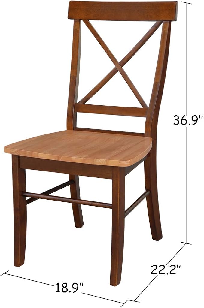 International Concepts X- Back Chair with Solid Wood Seat, Cinnemon/Espresso