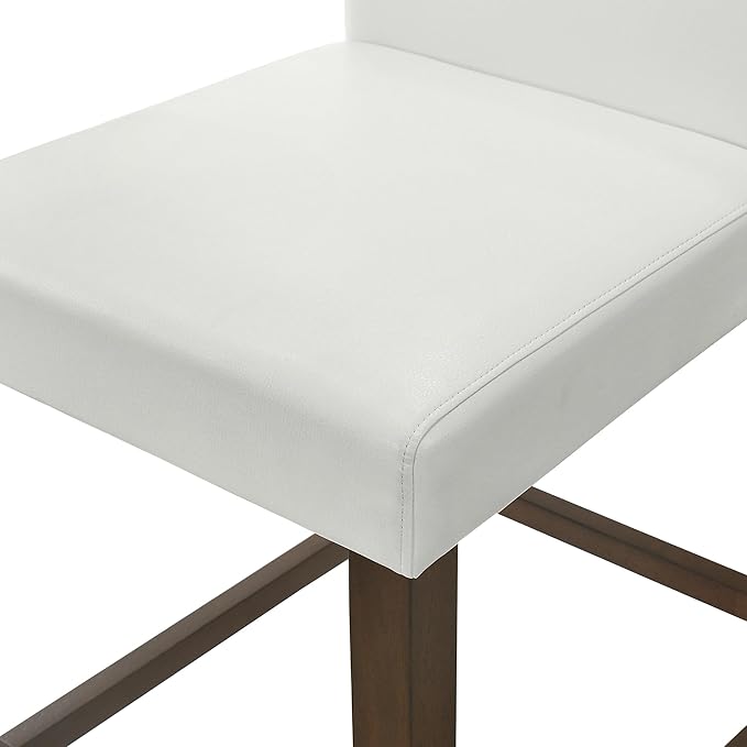 CHITA Counter Height Bar Stools Set of 3, 27" H Seat Height Upholstered Barstools, PU Leather in White