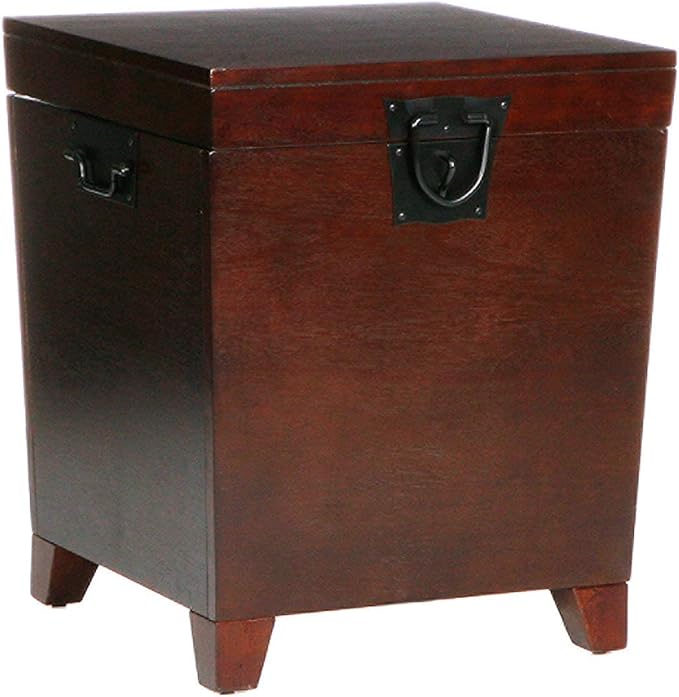 SEI Furniture Pyramid Storage Trunk End Table, Espresso