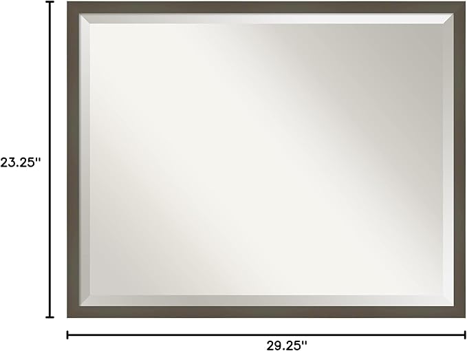 Amanti Art Grey Wall Mirror 23x29 Svelte Clay Grey Rectangle Bathroom Mirror for Wall Decor Living Room, Large Modern Wood Frame, Hangs Horizonally and Vertically, Bathroom Decor, Beveled Edge