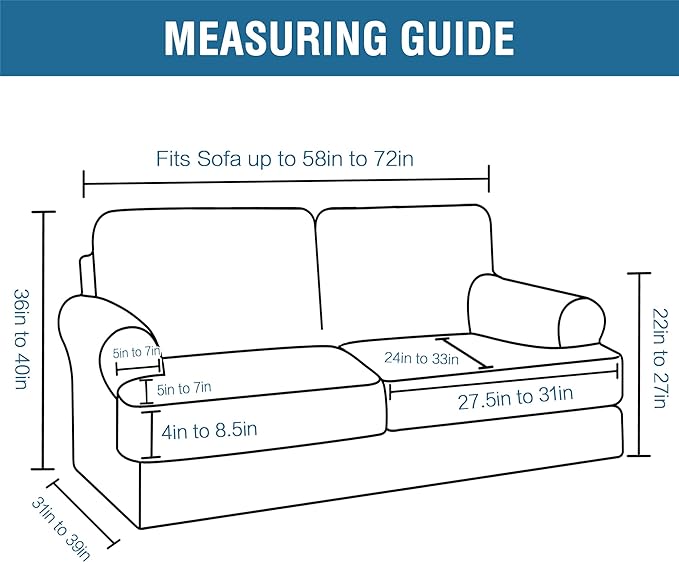 H.VERSAILTEX Sofa Cover 3 Piece T Cushion Loveseat Slipcovers Thick Velvet Couch Cover Furniture Protector Stretch T Cushion Sofa Covers for 2 Cushion Couch with 2 T Cushion Covers Washable, Brown