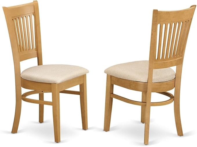 East West Furniture DLVA3-OAK-C 3 Piece Dining Set Contains a Round Dining Room Table with Dropleaf and 2 Linen Fabric Upholstered Chairs, 42x42 Inch, Oak