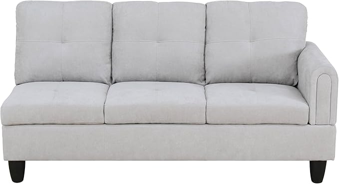NicBex Sectional Couch 3 Pieces Sofa Set with Right Chaise Flannel L Shaped Cloud Couch for Living Room Furniture Sets with Storage Ottoman, Modular Sofa for Living Room & Apartment, Light Grey