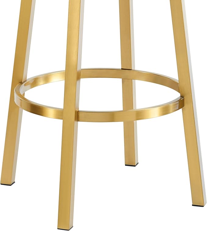 Armen Living Madrid 30" Seat Height Swivel Modern Vintage Gray Faux Leather and Gold Brushed Stainless Steel Bar Stool for Kitchen Island Counter