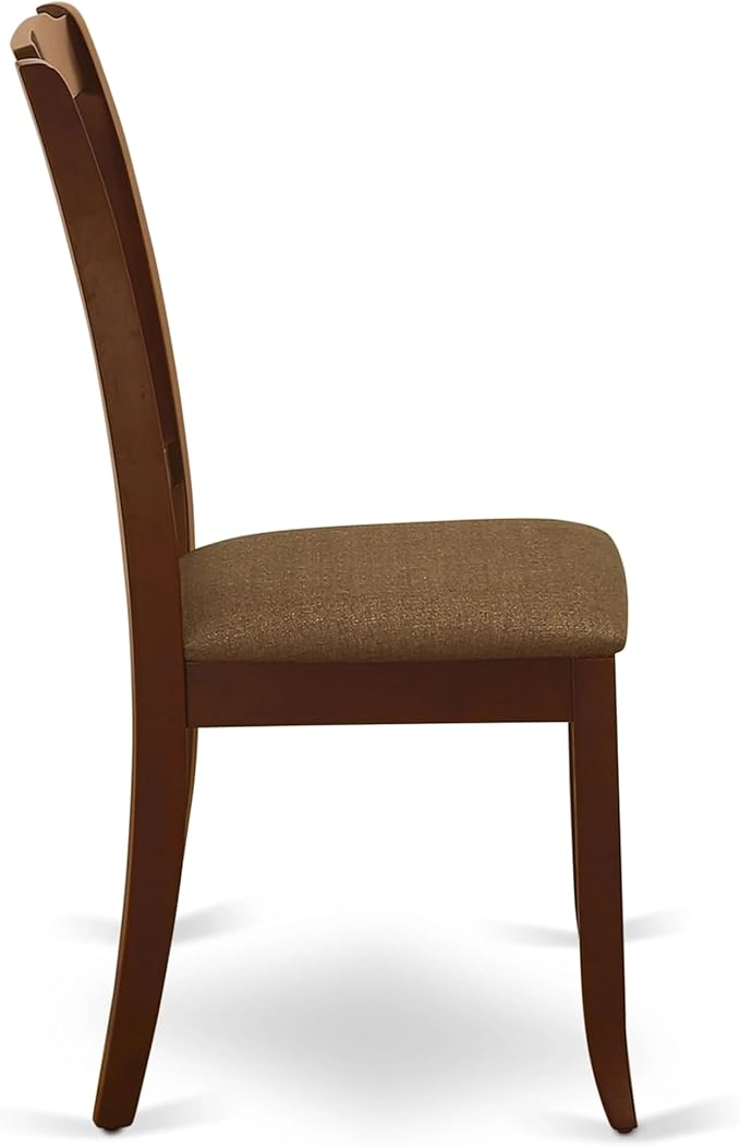East West Furniture AMDA3-MAH-C 3 Piece Kitchen Table & Chairs Set Contains a Round Dining Room Table with Pedestal and 2 Linen Fabric Upholstered Chairs, 36x36 Inch, Mahogany