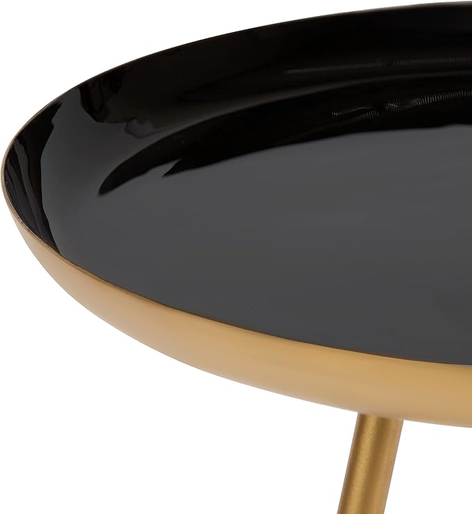 Kate and Laurel Laranya Round Metal Side Table, 15x15x22.5, Black/Gold