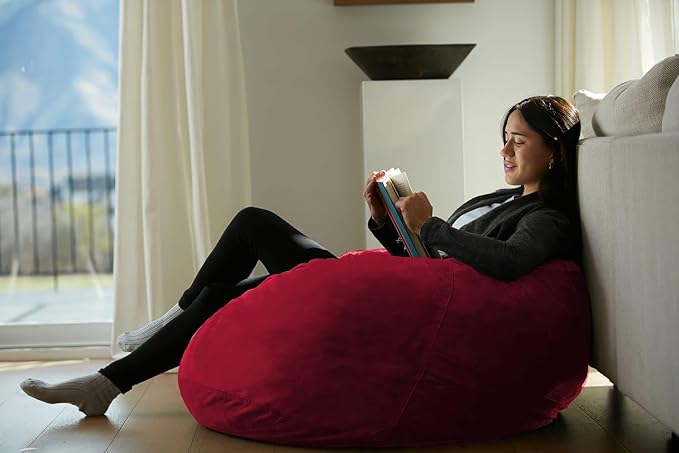 Sofa Sack Bean Bag Chair - Plush, Ultra Soft - Memory Foam Bean Bag Chair with Microsuede Cover - Stuffed Foam Filled Furniture and Accessories for Dorm Room 3 Feet - Cinnabar