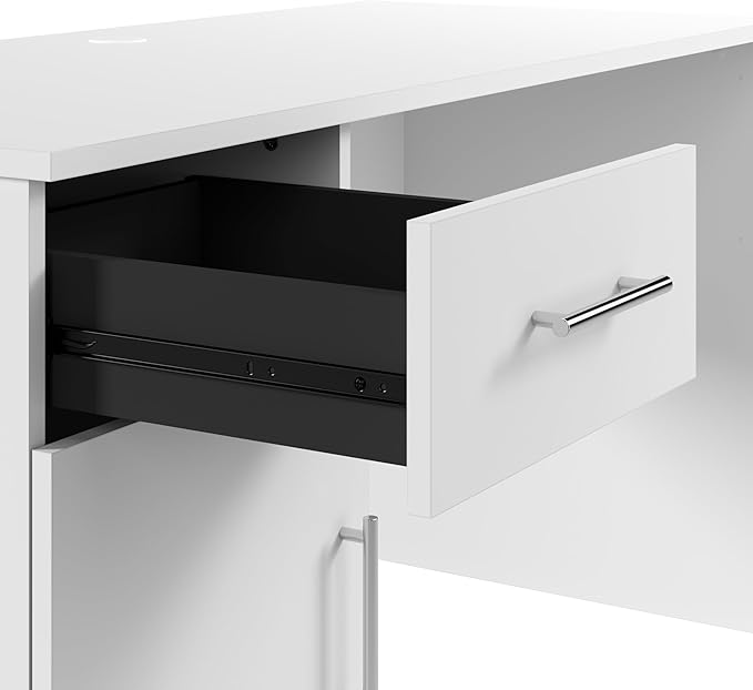 Bush Furniture Somerset 54W Office Desk with Drawer and Storage Cabinet in White | Computer Table for Home Workstation for Workspace
