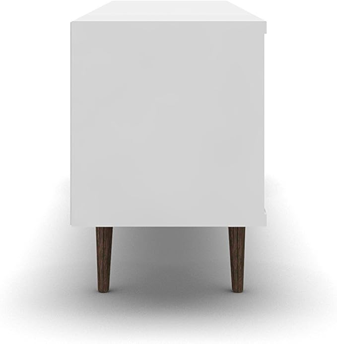Manhattan Comfort Liberty Mid Century Modern TV Stand for Televisions up to 60 Inches, Bedroom and Living Room Entertainment Center with Storage, Shelves, and Cabinet, 63" Wide, White