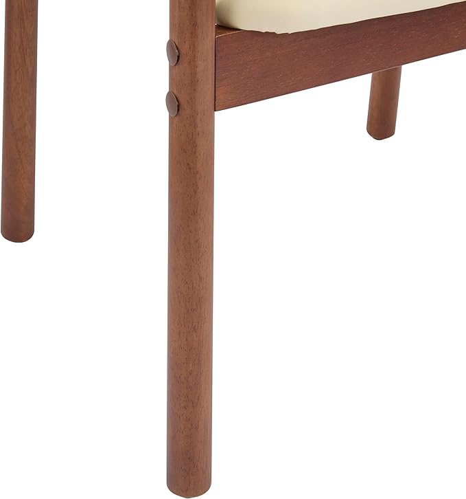 Merax Rubber Wood Dining Chairs Set of 2, Comfortable PU Foam Seat Armchairs for Living Room Dining Room, Bearing 300 lbs, Dark Walnut Color