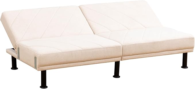 Fold Out Modern Couch Convertible Chair Bed, Sleeper Sofa 2 Seater Loveseat, Small Couch for Living Room, Futon Lounge Comfy Sofa Bed Cama for Small Spaces for Bedroom, Adjustable Angle, Beige