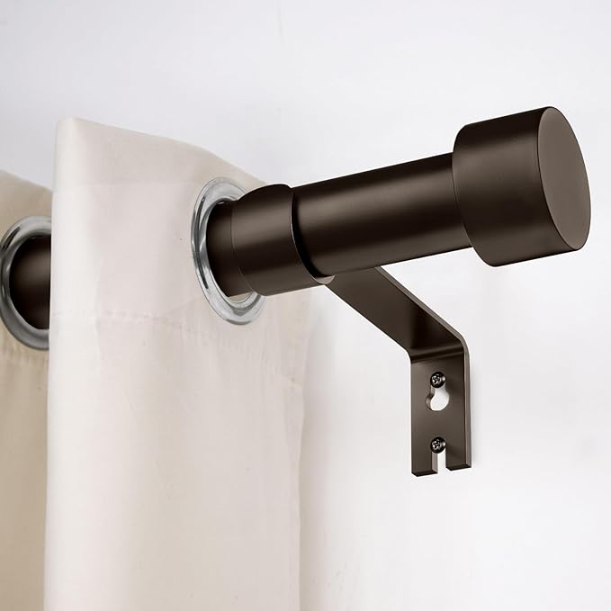 2 Pack Curtain Rods for Windows 48 to 84 Inch(4-7ft), 1 Inch Bronze Adjustable Heavy Duty Long Curtain Rod Set, Modern Style Outdoor Drapery Rods for Patio Bedroom, Size 32"- 90"
