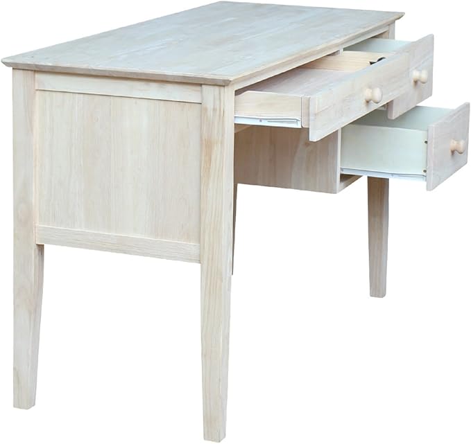 IC International Concepts, Brooklyn Desk, Solid Real Wood, Sturdy Parawood, DIY, Paint/Stain Ready, Unfinished