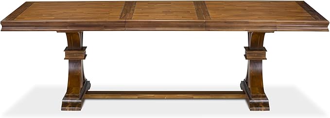 LESI9-AWA-04-9-pc Modern Dining Set Consists of a Dining Table and 8 Light Tan Linen Fabric Mid Century Dining Chairs with Button Tufted Back - Antique Walnut Finish