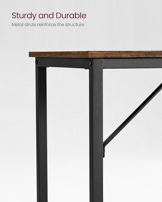 VASAGLE Computer Desk, Gaming Desk, Home Office Desk, for Small Spaces, 19.7 x 39.4 x 29.9 Inches, Industrial Style, Metal Frame, Rustic Brown and Black ULWD41X