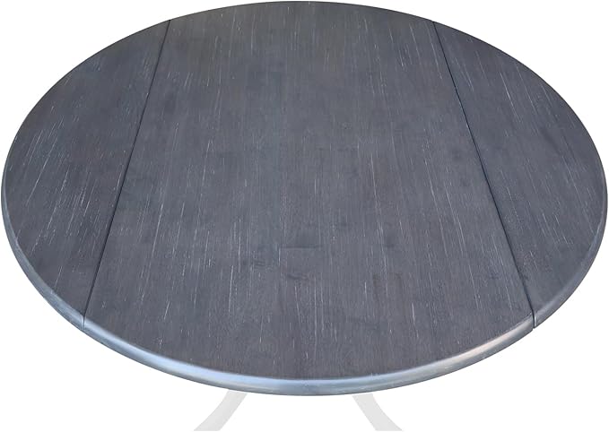 International Concepts Inch Dual 42 Drop Leaf Dining Table, White/Heather Gray