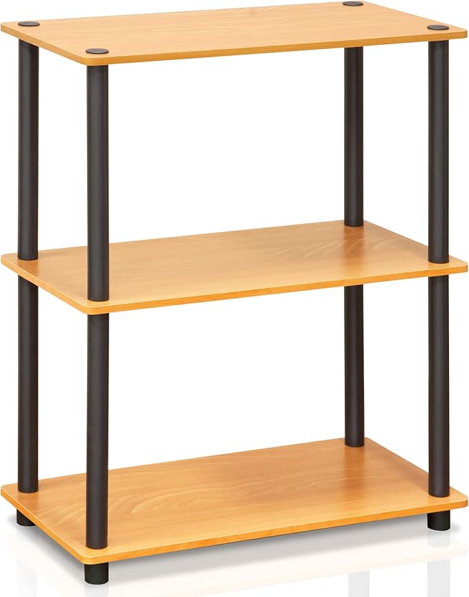 Furinno Turn-N-Tube 3-Tier Compact Multipurpose Shelf Display Rack, Light Cherry